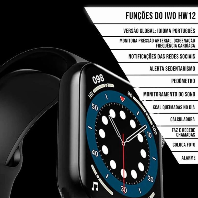 Relogio Inteligente Smartwatch Hw12 38/40mm IWO Android IOS Tela infinita (Original)