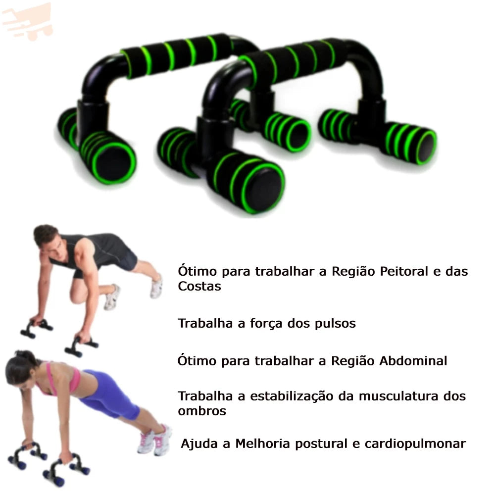 Combo Projeto Verão Fitness Academia em Casa Kit Roda Abdominal + Elástico + Apoio p/ Flexão + Corda