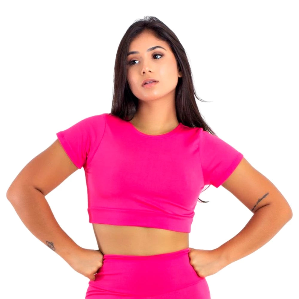 Kit 2 Top Toper Fitness Academia Camiseta Sem Bojo Manga