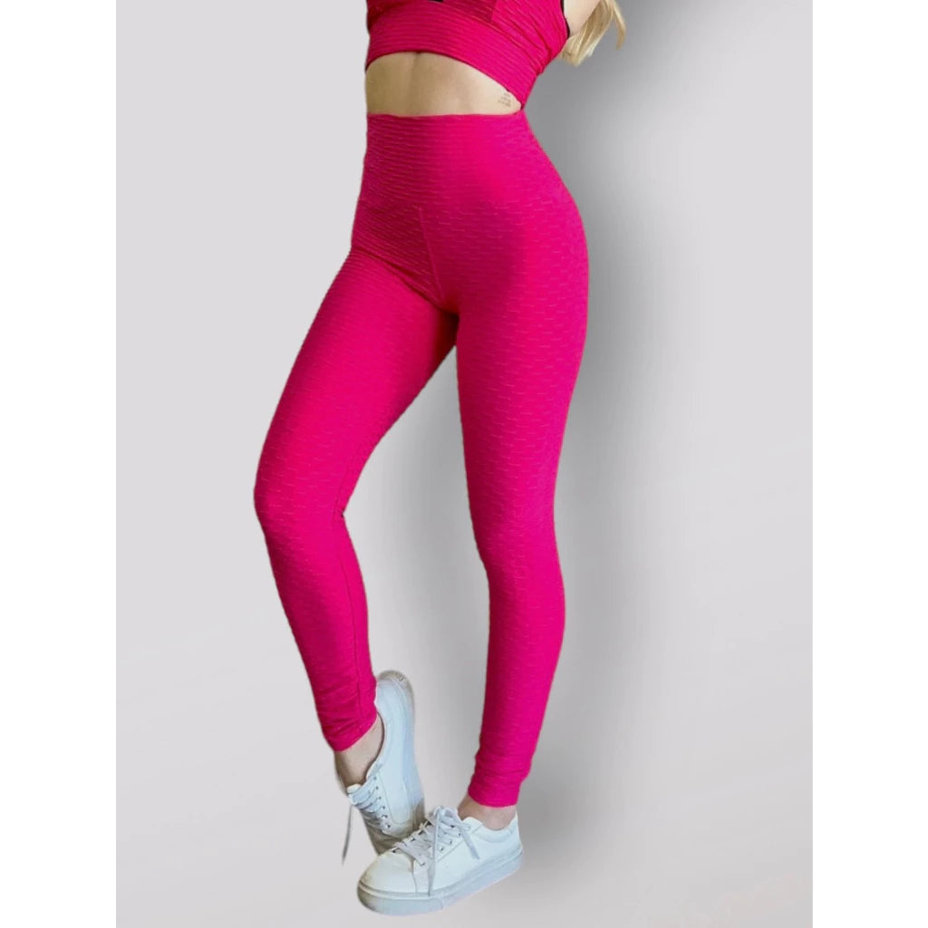 Legging Brocada Feminina Modeladora Cintura Alta Grossa Cós Alto 3D Flocada