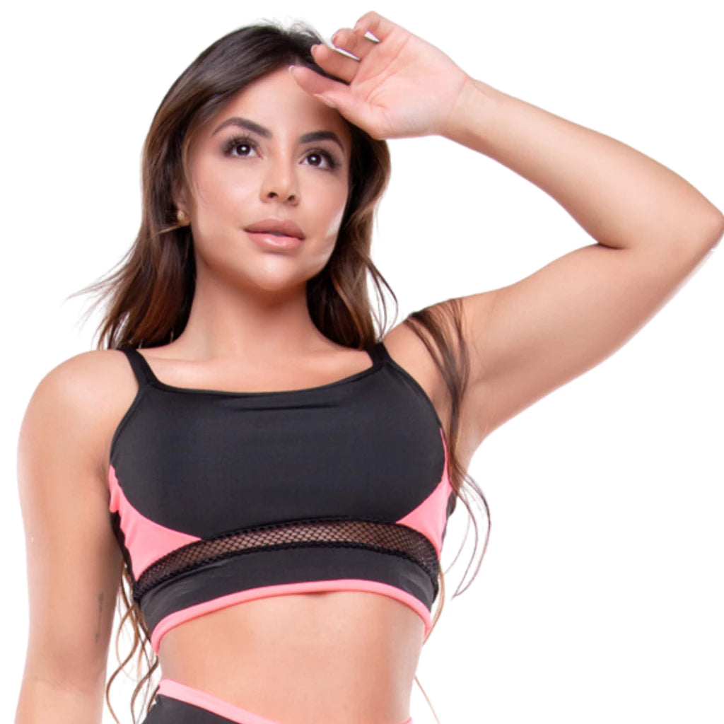 Kit 2 Top de Academia Feminino Detalhe em Tela Roupa Ginástica Crossfit
