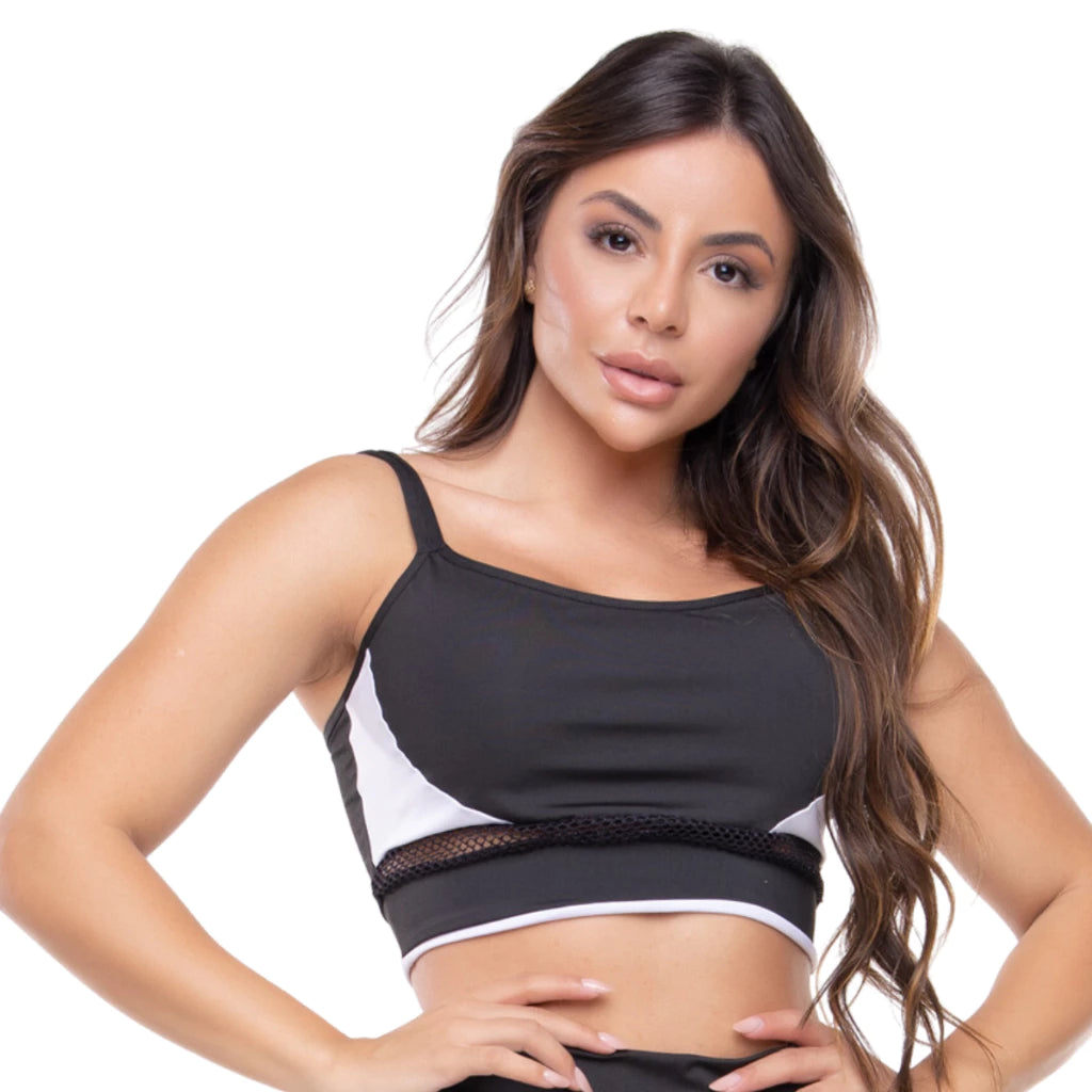 Kit 2 Top de Academia Feminino Detalhe em Tela Roupa Ginástica Crossfit