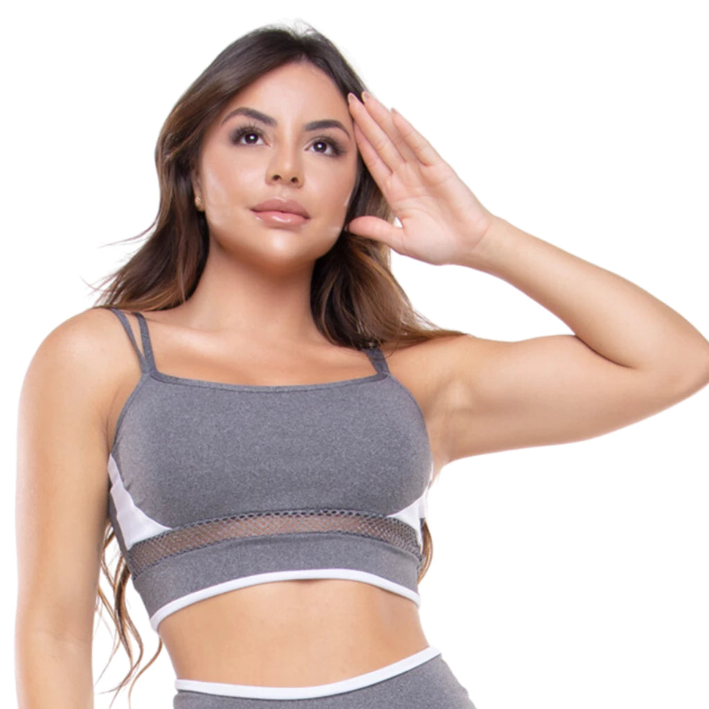 Kit 2 Top de Academia Feminino Detalhe em Tela Roupa Ginástica Crossfit