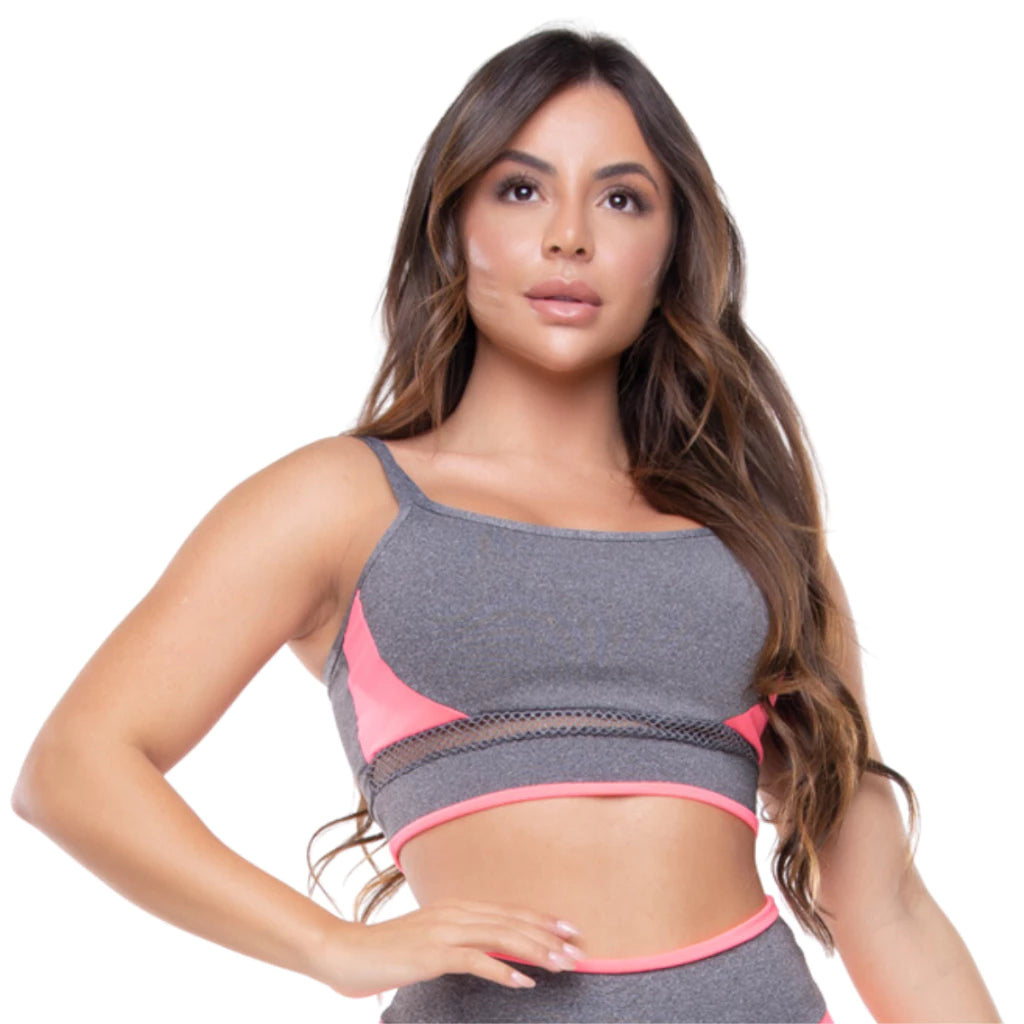 Kit 2 Top de Academia Feminino Detalhe em Tela Roupa Ginástica Crossfit