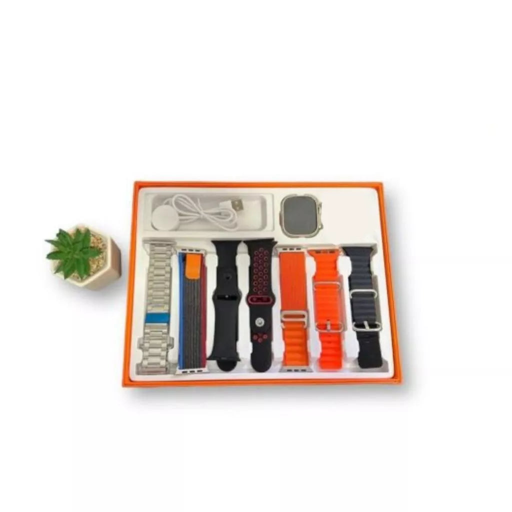 Relogio Smartwatch Inteligente 7 em 1 Serie 9 Ultra Com 7 Pulseiras