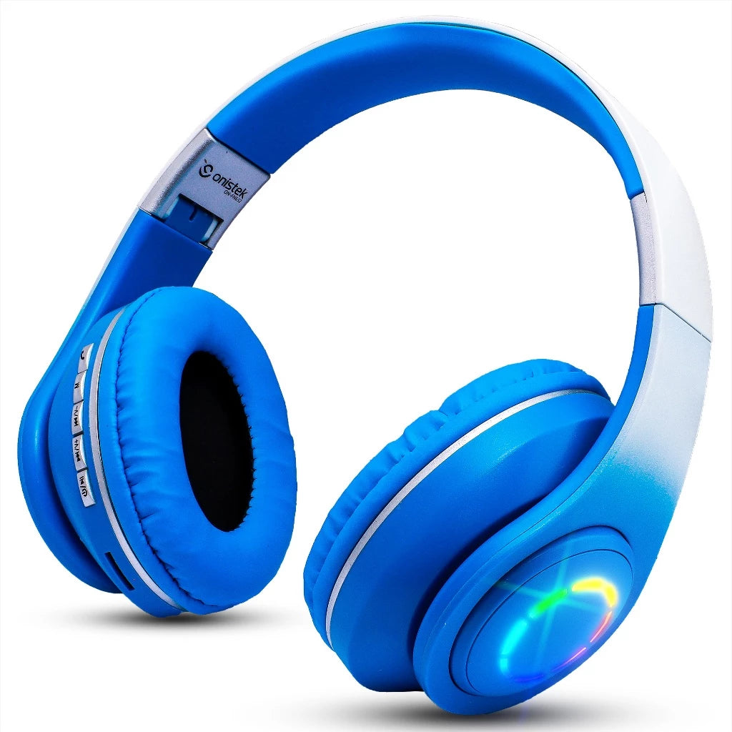 Fone De Ouvido Headset Bluetooth Iluminação RGB Ajuste Lateral Sem Fio MP3 Cartão SD Recarregavel