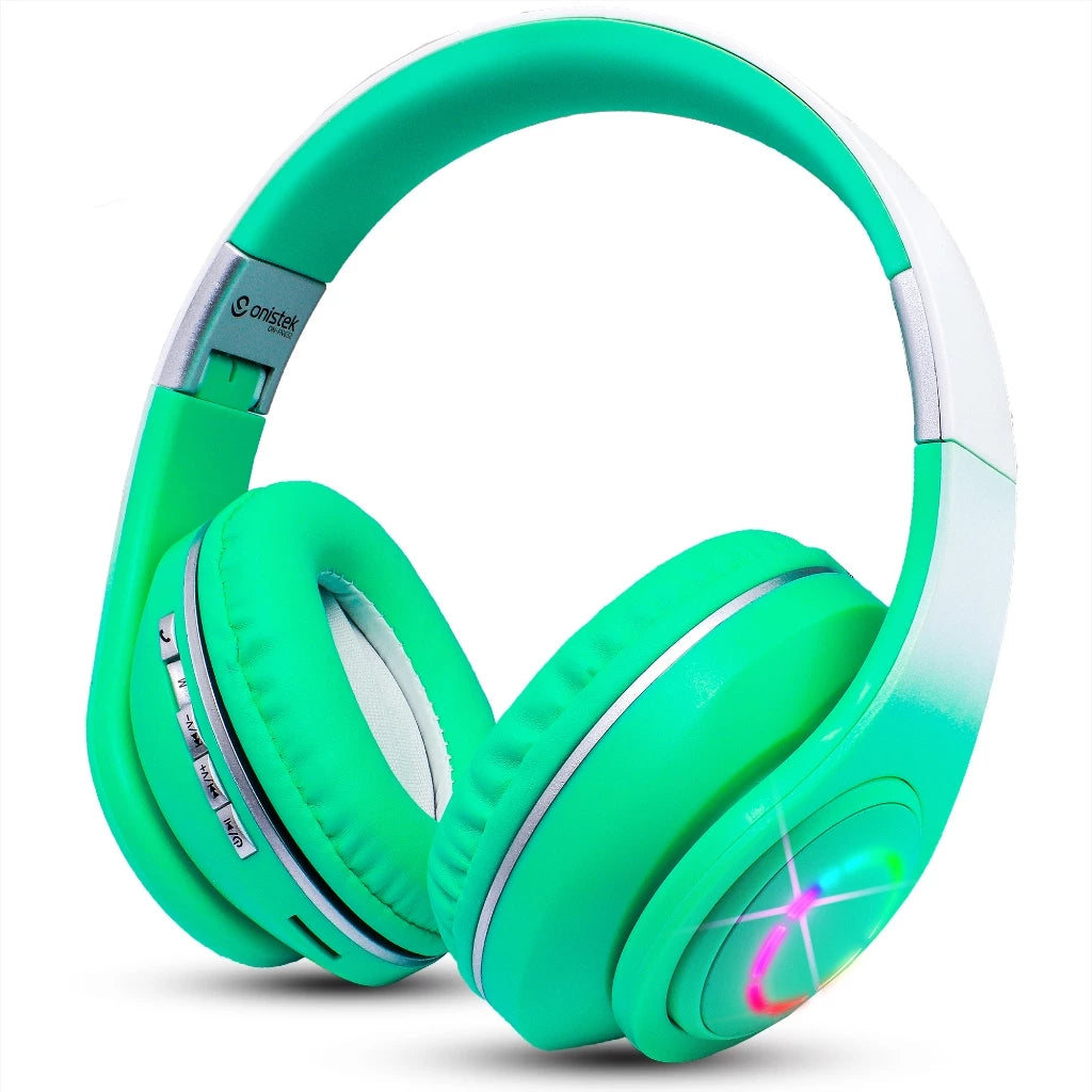 Fone De Ouvido Headset Bluetooth Iluminação RGB Ajuste Lateral Sem Fio MP3 Cartão SD Recarregavel