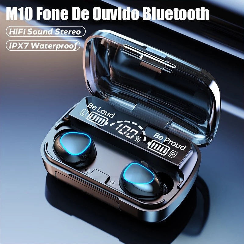 Fone M10 De Ouvido bluetooth 5.1 Sem Fio tws Estéreo Com Pod Carregador Power Bank envio 24