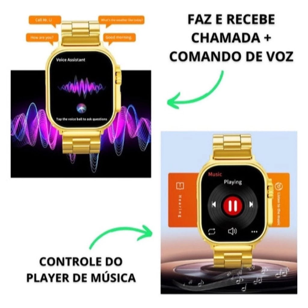 Relógio Inteligente Smartwatch C9 Ultra 2 24k Gold Original Sem Fio Bluetooth Call Homens Esporte Série