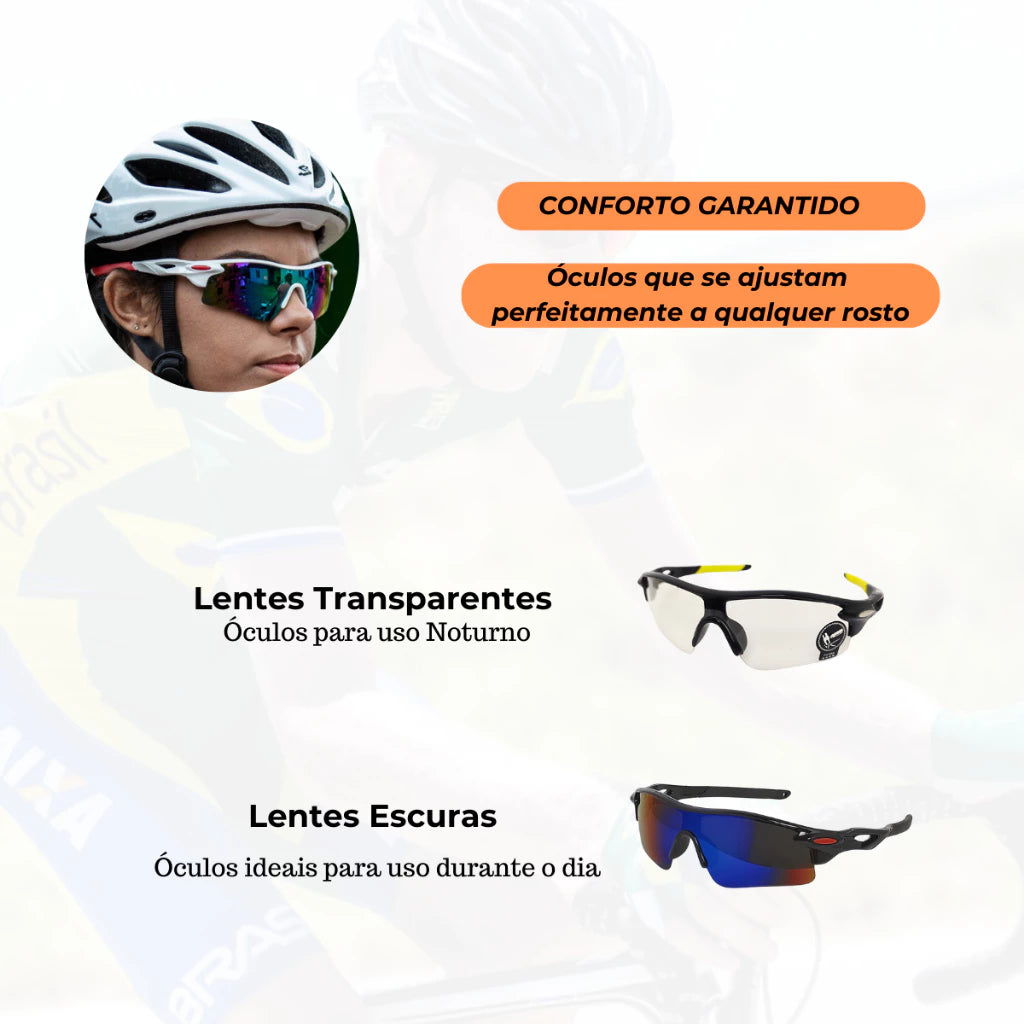 Óculos de Ciclismo Esportivo com Proteção UV400 Espelhado Bike Corrida Pesca