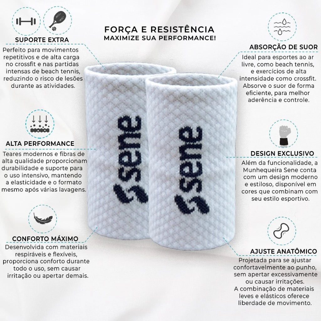 Munhequeira Seca Suor Sene Esportiva Crossfit Beach Tennis