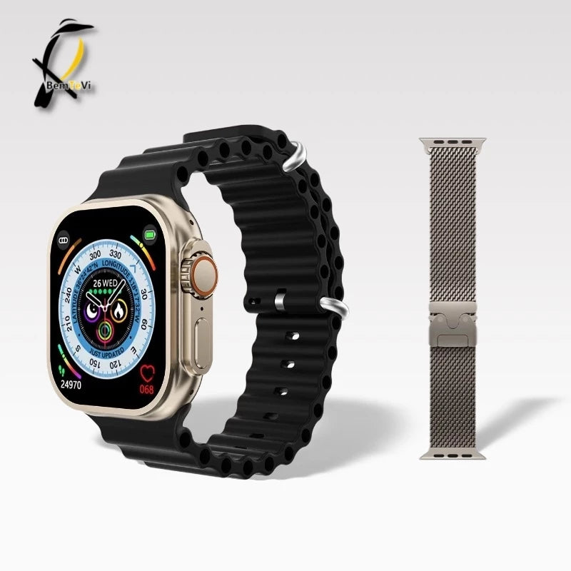 Relógio Inteligente Smartwatch IWO T800 Series 9 Ultra 2 Calculadora Cardíaca Monitoramento de Frequência NFC