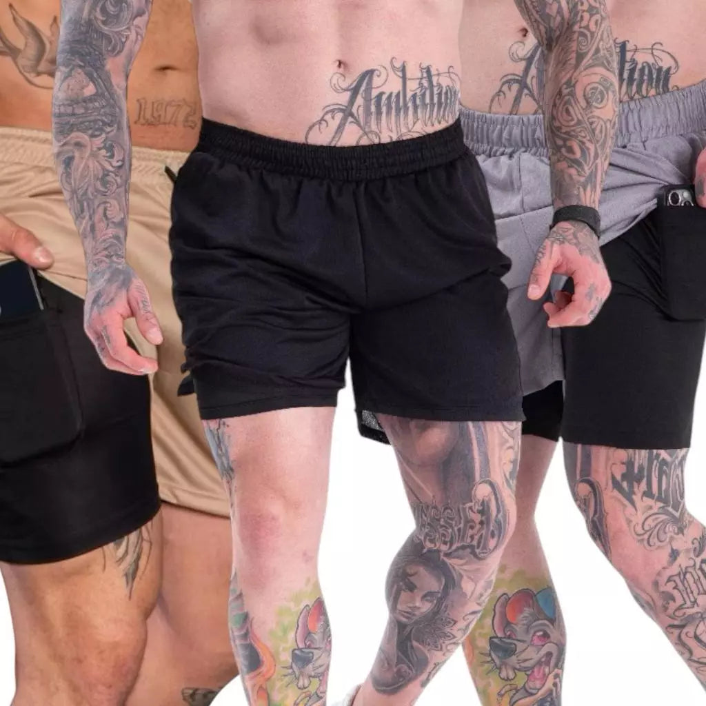 Kit 3 Bermuda 2 em1 Original Esporte Treino Masculino Corrida Casual