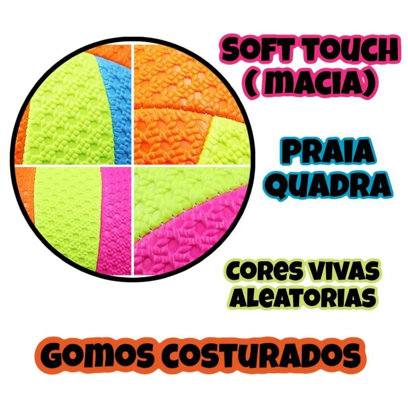 Bola Volei Soft Touch Extra Macia Quadra Praia Treino Cores Neon - Voleibol
