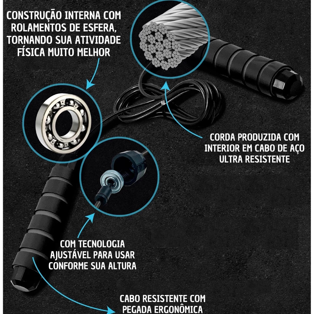 Corda de Pular Crossfit Profissional Academia Exercício em Casa Treino Funcional Corda Boxe Muay Thai