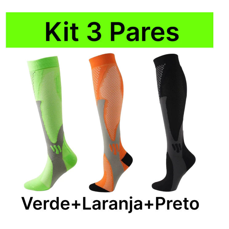 3 Pares Meias De Compressão Homens Mulheres Correndo Esportivas De Ciclismo Joelho De Alta Varizes Alívio Da Dor Plantar