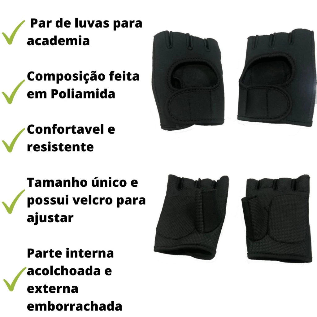 Par De Luva Para Academia Neoprene Treino Musculação Feminina Masculina