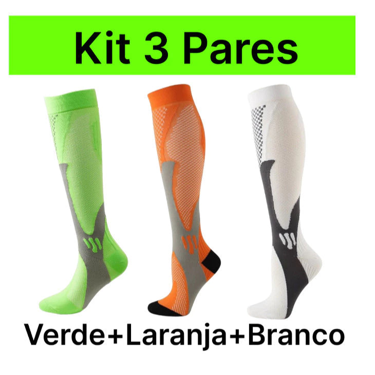 3 Pares Meias De Compressão Homens Mulheres Correndo Esportivas De Ciclismo Joelho De Alta Varizes Alívio Da Dor Plantar
