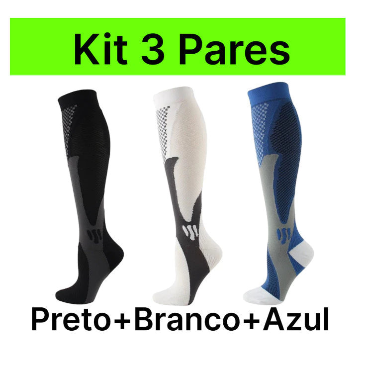 3 Pares Meias De Compressão Homens Mulheres Correndo Esportivas De Ciclismo Joelho De Alta Varizes Alívio Da Dor Plantar