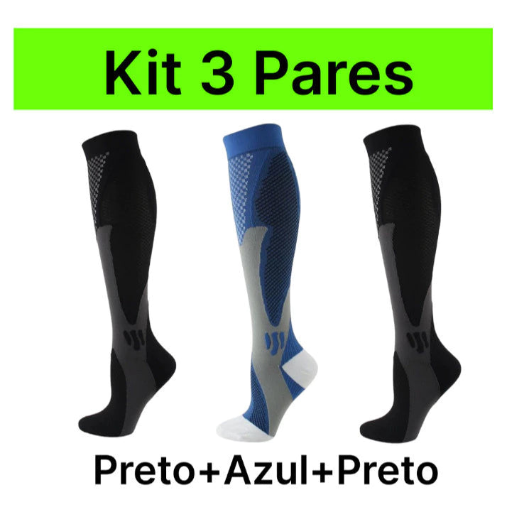 3 Pares Meias De Compressão Homens Mulheres Correndo Esportivas De Ciclismo Joelho De Alta Varizes Alívio Da Dor Plantar