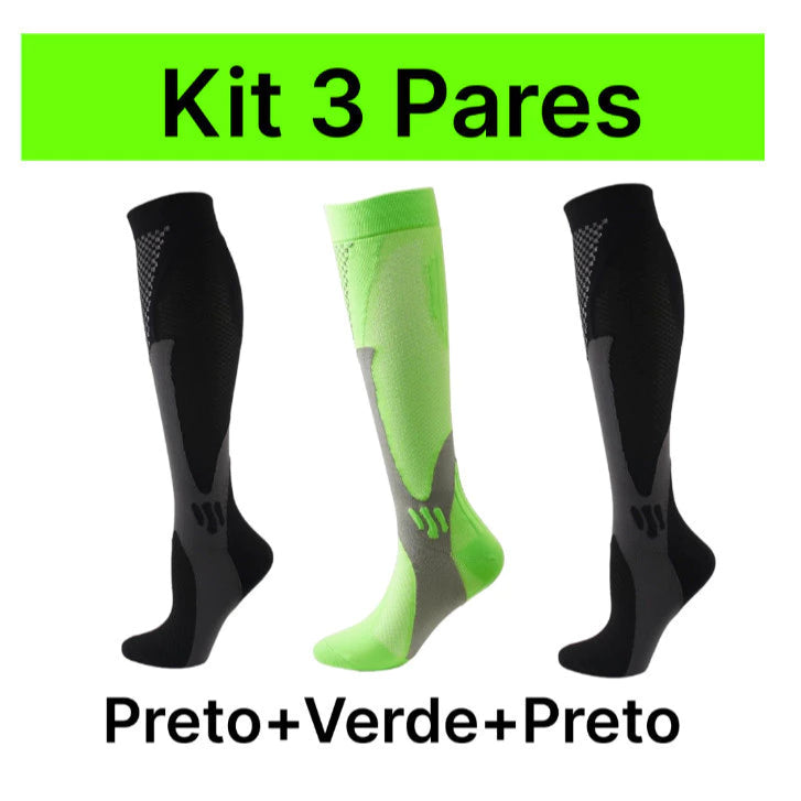 3 Pares Meias De Compressão Homens Mulheres Correndo Esportivas De Ciclismo Joelho De Alta Varizes Alívio Da Dor Plantar