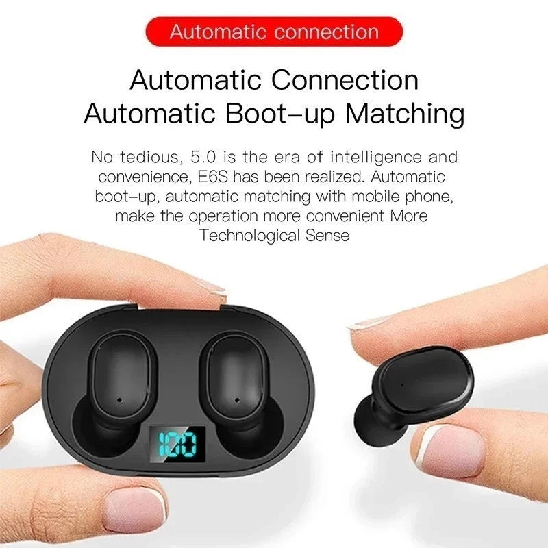 E6S TWS Fones De Ouvido Bluetooth 5.2 Sem Fio Com Caixa De Carga Para Microfone Mãos Livres Redução De Ruídos