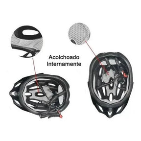 Capacete com Sinalizador Led Ciclismo Bike Patins Skate Bicicleta