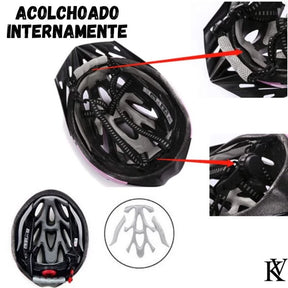 Capacete com Sinalizador Led Ciclismo Bike Patins Skate Bicicleta