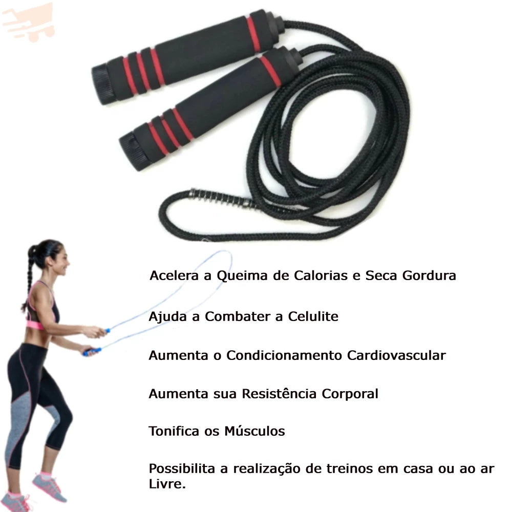 Combo Projeto Verão Fitness Academia em Casa Kit Roda Abdominal + Elástico + Apoio p/ Flexão + Corda