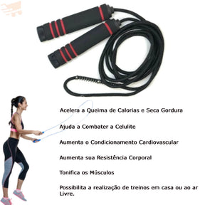 Combo Projeto Verão Fitness Academia em Casa Kit Roda Abdominal + Elástico + Apoio p/ Flexão + Corda
