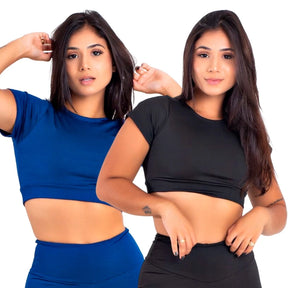 Kit 2 Top Toper Fitness Academia Camiseta Sem Bojo Manga