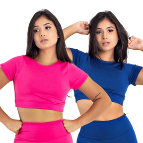 Kit 2 Top Toper Fitness Academia Camiseta Sem Bojo Manga