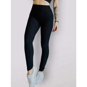 Legging Brocada Feminina Modeladora Cintura Alta Grossa Cós Alto 3D Flocada