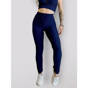 Legging Brocada Feminina Modeladora Cintura Alta Grossa Cós Alto 3D Flocada