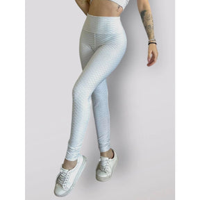 Legging Brocada Feminina Modeladora Cintura Alta Grossa Cós Alto 3D Flocada