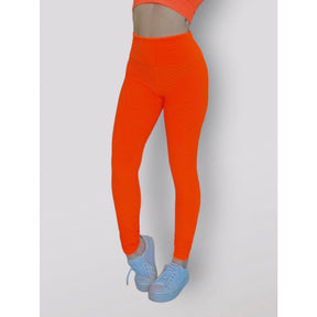 Legging Brocada Feminina Modeladora Cintura Alta Grossa Cós Alto 3D Flocada
