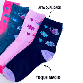 12 Meias Feminina Pares de Meias Cano Alto macias e confortáveis anatômica excelente qualidade