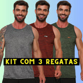 Kit 3 Regatas Dry Fit Masculinas Fitness – Tecido Leve, Secagem Rápida e Confortável