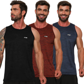 Kit 3 Regatas Dry Fit Masculinas Fitness – Tecido Leve, Secagem Rápida e Confortável