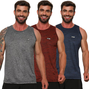 Kit 3 Regatas Dry Fit Masculinas Fitness – Tecido Leve, Secagem Rápida e Confortável