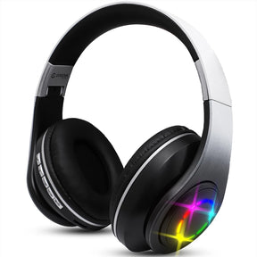 Fone De Ouvido Headset Bluetooth Iluminação RGB Ajuste Lateral Sem Fio MP3 Cartão SD Recarregavel