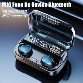 Fone M10 De Ouvido bluetooth 5.1 Sem Fio tws Estéreo Com Pod Carregador Power Bank envio 24