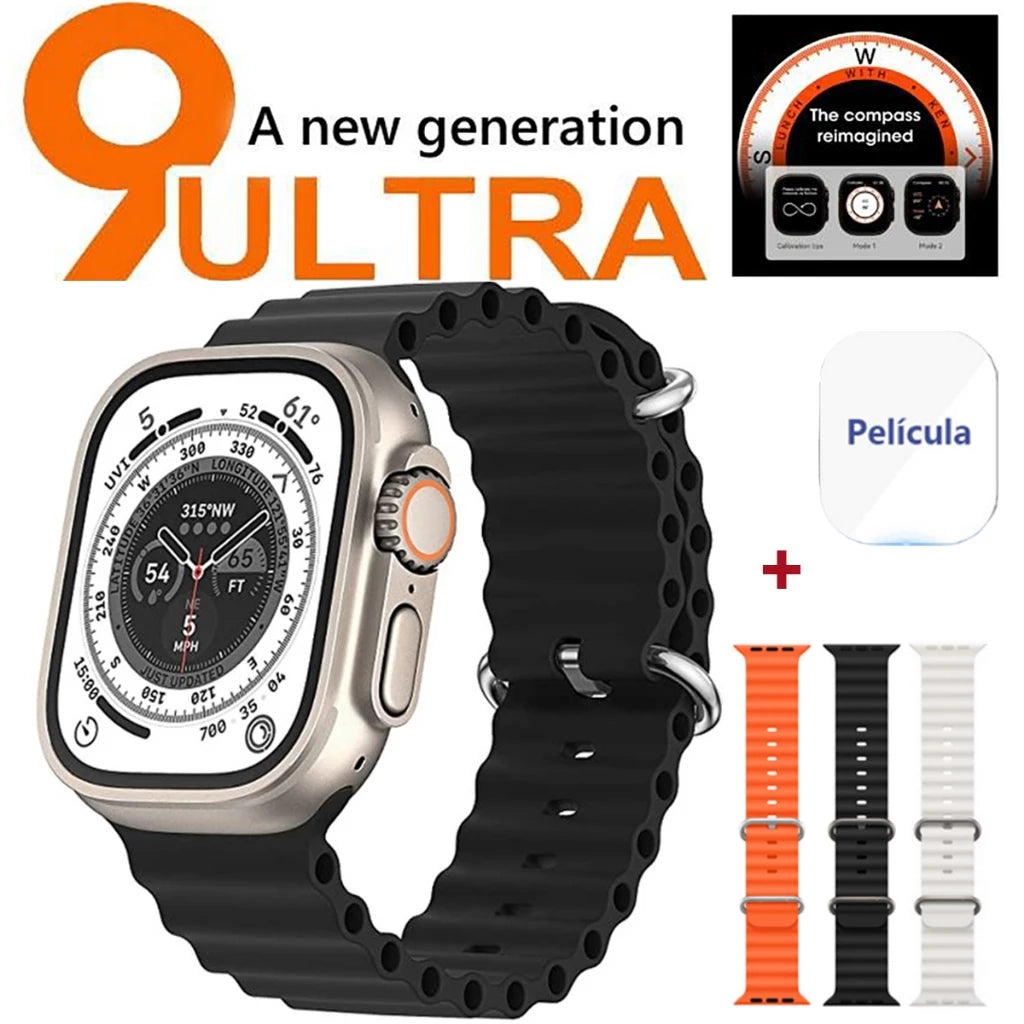 Relógio Ultra 9 2024 Novo Inteligente  watch 9 Ultra Série 9 Bússola 2.2 Tela 49mm IWO Android IOS