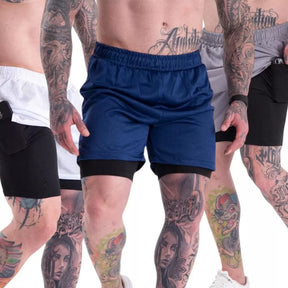 Kit 3 Bermuda 2 em1 Original Esporte Treino Masculino Corrida Casual