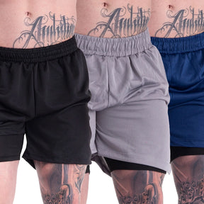 Kit 3 Bermuda 2 em1 Original Esporte Treino Masculino Corrida Casual