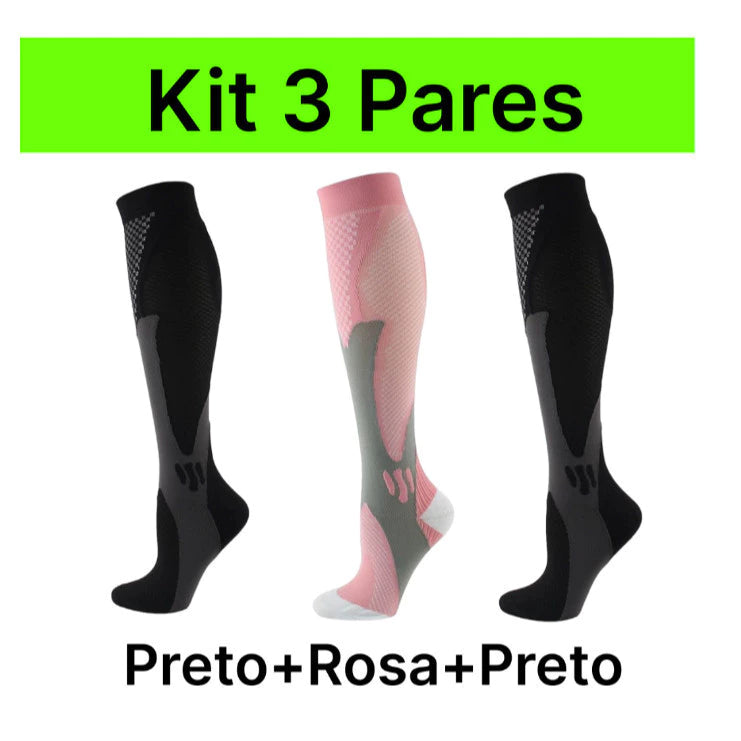 3 Pares Meias De Compressão Homens Mulheres Correndo Esportivas De Ciclismo Joelho De Alta Varizes Alívio Da Dor Plantar