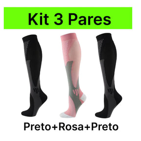 3 Pares Meias De Compressão Homens Mulheres Correndo Esportivas De Ciclismo Joelho De Alta Varizes Alívio Da Dor Plantar
