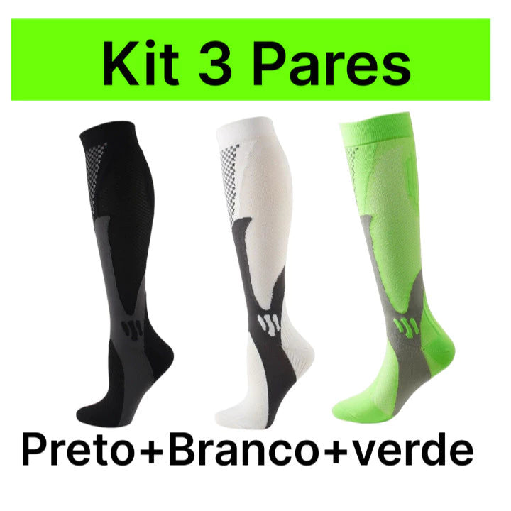 3 Pares Meias De Compressão Homens Mulheres Correndo Esportivas De Ciclismo Joelho De Alta Varizes Alívio Da Dor Plantar