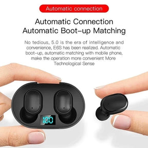 E6S TWS Fones De Ouvido Bluetooth 5.2 Sem Fio Com Caixa De Carga Para Microfone Mãos Livres Redução De Ruídos